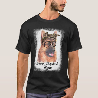 Womens German Shepherd Mamma Leopard Bleached Hund T Shirt