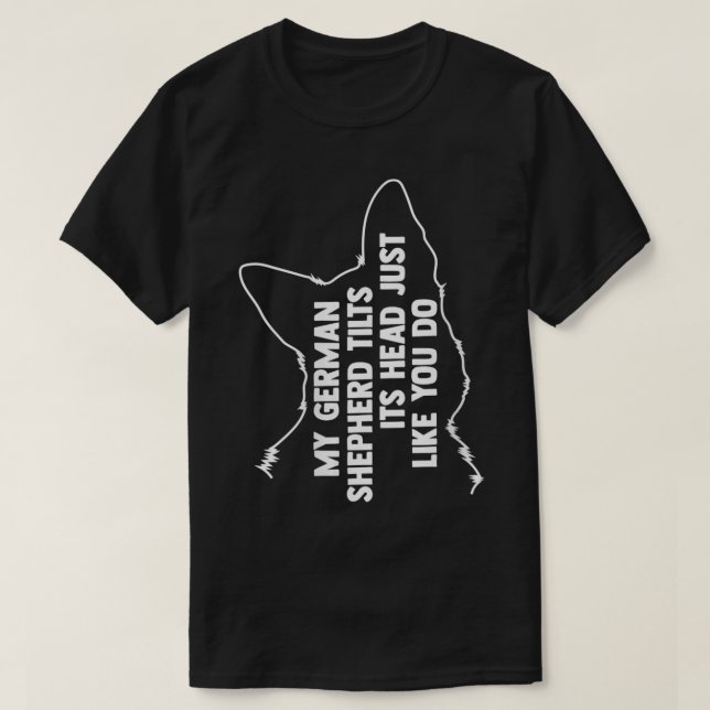 Womens German Shepherd Tilt Hund Head Cute Funny G T Shirt (Design framsida)