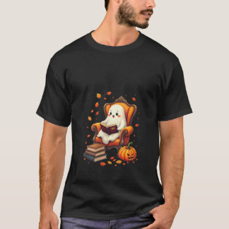 Womens Ghost Bok Reader Reading Bok Älskare Teache T Shirt