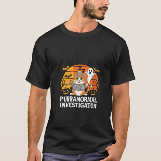 Womens Ghost Hunting Researcher Cat Spirit Purrano T Shirt (Framsida)