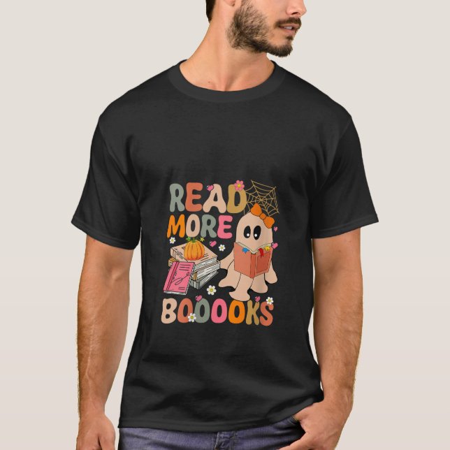 Womens Ghost Reading Bokar Lacher Student Hallowed T Shirt (Framsida)