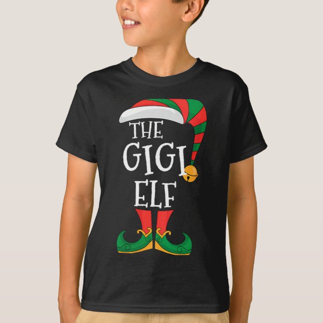 Womens Gigi Elf Xmas Matching Pajamas Group Christ T Shirt (Framsida)