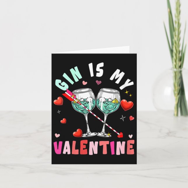 Women's Gin Is My Valentine Hearts Matching Drinke Kort (Framsida)