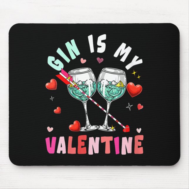 Women's Gin Is My Valentine Hearts Matching Drinke Musmatta (Framsidan)