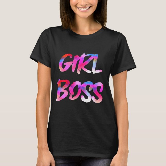 Womens Girl Boss V-neck  T Shirt (Framsida)