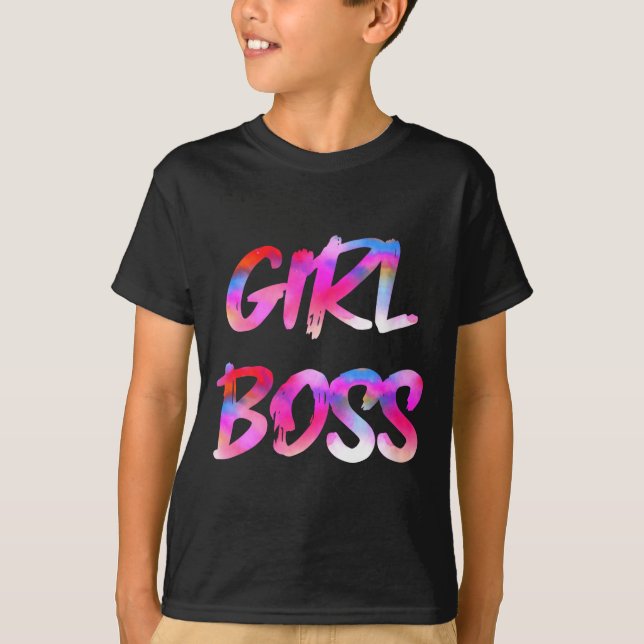 Womens Girl Boss V-neck  T Shirt (Framsida)