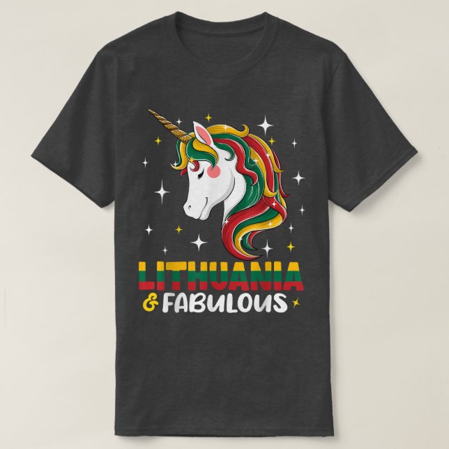 Womens Girl Lithuanian Lithuania Flag Unicorn Wome T Shirt (Design framsida)