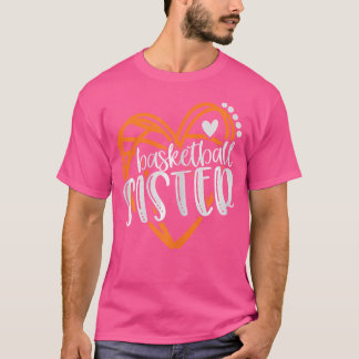 Womens Girls Basketball Sister Heart Tshirt Distre T Shirt