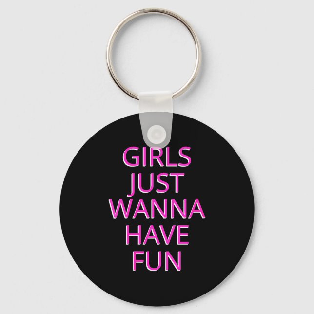 Womens Girls Just W Have Fun V-neck  Nyckelring (Framsida)