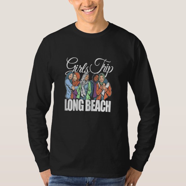 Womens Girls Trip Long Beach  Melanin Bestie & Bes T Shirt (Framsida)