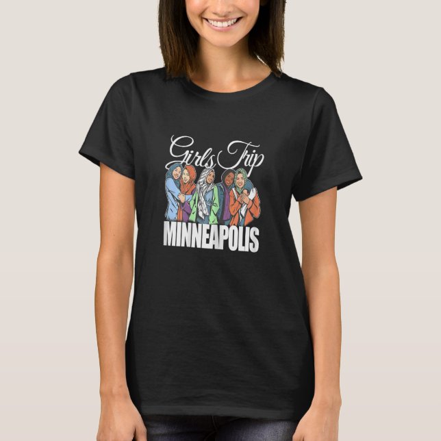 Womens Girls Trip Minneapolis   Melanin Bestie & B T Shirt (Framsida)