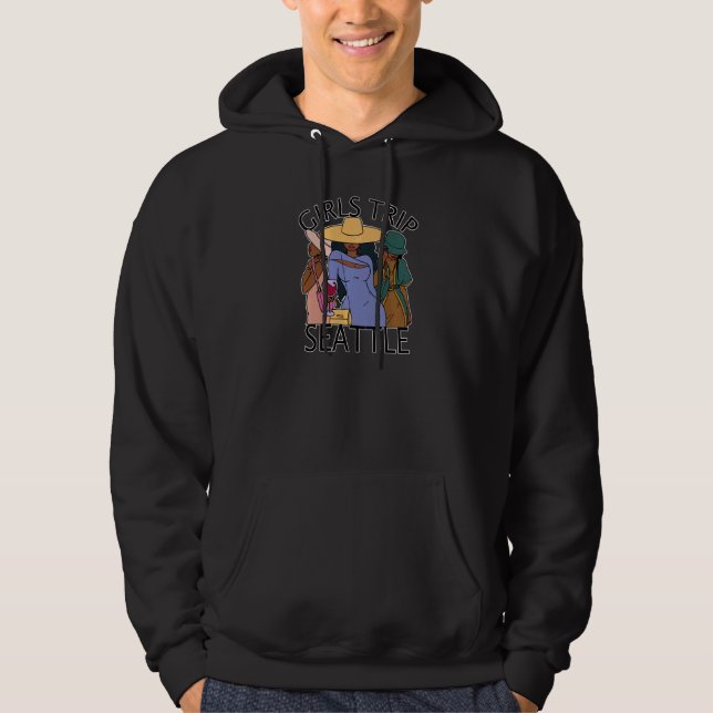 Womens Girls Trip Seattle  Bestie & Best Friends Hoodie (Framsida)