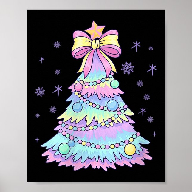 Womens Girly Christmas Tree Coquette Bow Jolly Xma Poster (Framsidan)