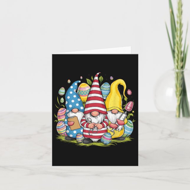 Womens Glad påsk Nurse Gnomes Nursing SCrub Doc Kort (Framsida)
