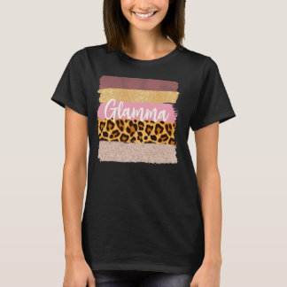 Womens Glamma Glam morsa Nana Trendig Leopard  T Shirt