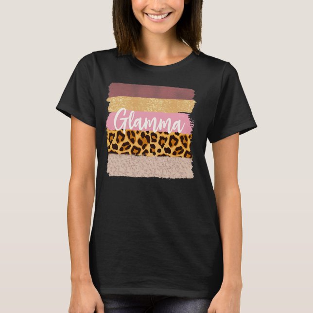 Womens Glamma Glam morsa Nana Trendig Leopard  T Shirt (Framsida)