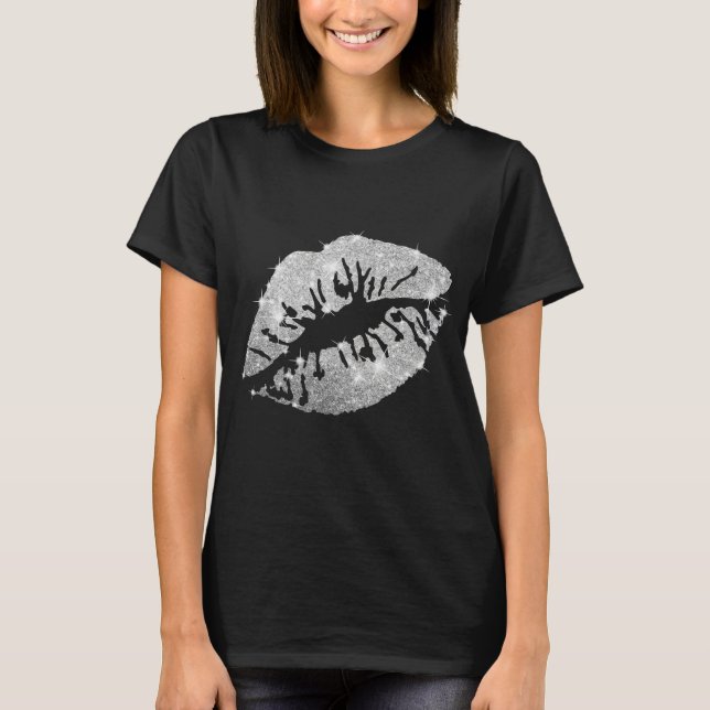 Women's Glitter Kiss T Shirt (Framsida)