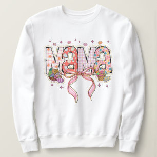Womens Glitter Påsk Mamma Coquette Bow T Shirt