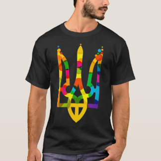 Womens Glory till Ukraina Trident Kyrillic Färg Uk T Shirt