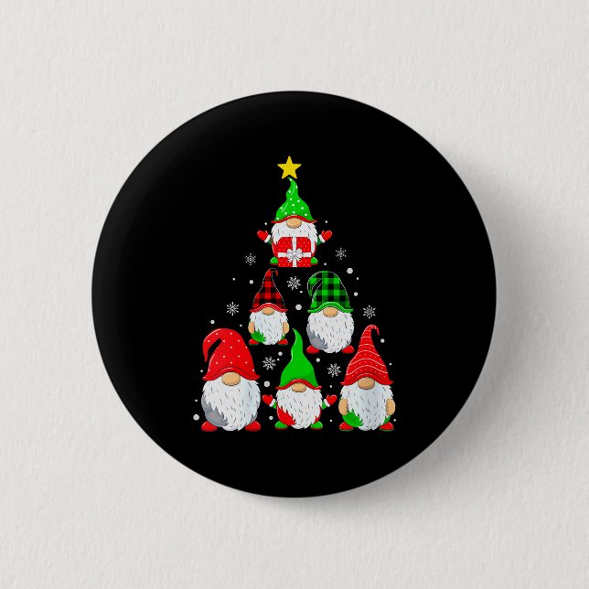 Womens Gnomes Christmas Tree Pajamas Funny Gnome H Knapp (Framsida)