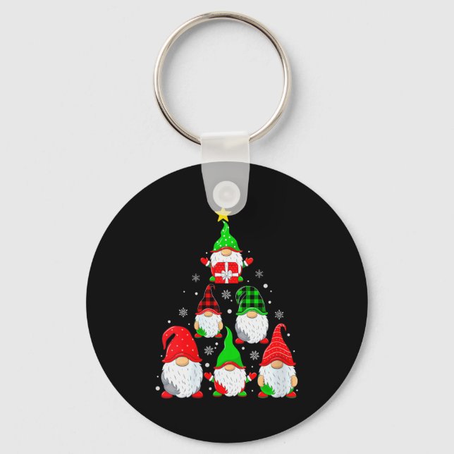 Womens Gnomes Christmas Tree Pajamas Funny Gnome H Nyckelring (Framsida)