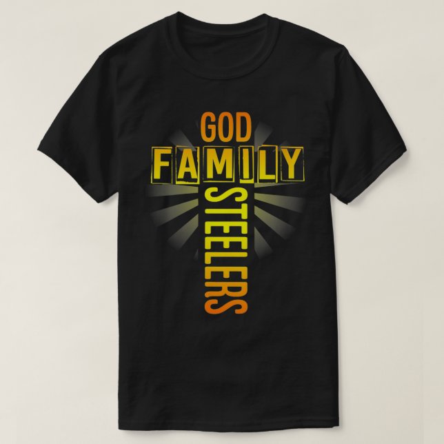 Womens God Family Steeler Fars dag Gift Tee V (Design framsida)