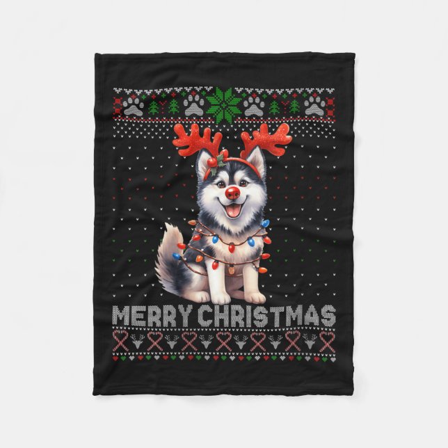 Womens God jul Alaska Malamute Hund älskare Fleecefilt (Framsidan)
