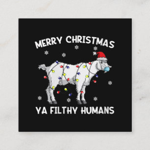 Womens God jul Goat Ansikte Mask Goat Santa Santa Fyrkantigt Visitkort