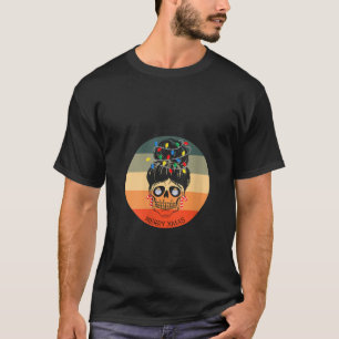 Womens God jul Grunge Skull Julgran Hair T Shirt
