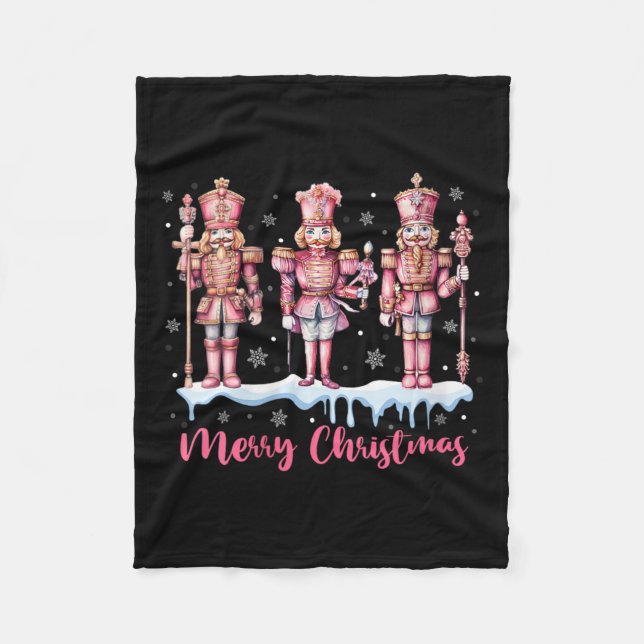 Womens God jul Rosa Nutcracker Squad Julafton Fleecefilt (Framsidan)