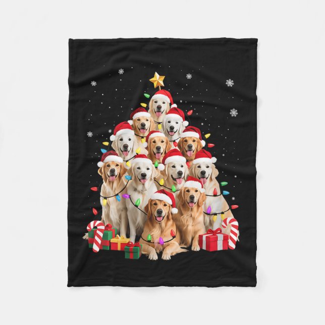 Womens Golden Retriever Christmas Tree Ornament De Fleecefilt (Framsidan)