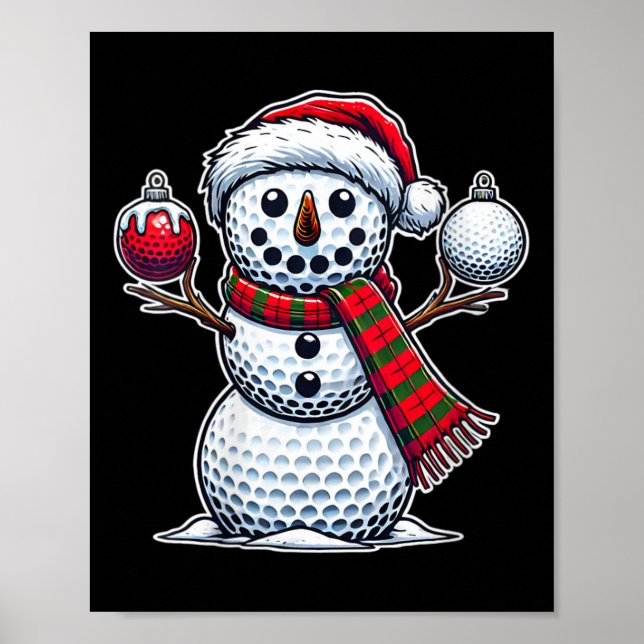 Womens Golf Boll Snögubbe Funny God jul Day Poster (Framsidan)