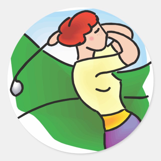 Womens Golf Runt Klistermärke (Framsida)
