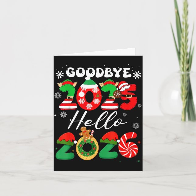 Womens Goodbye 2025 Hello 2026 Christmas Matching  Kort (Framsida)