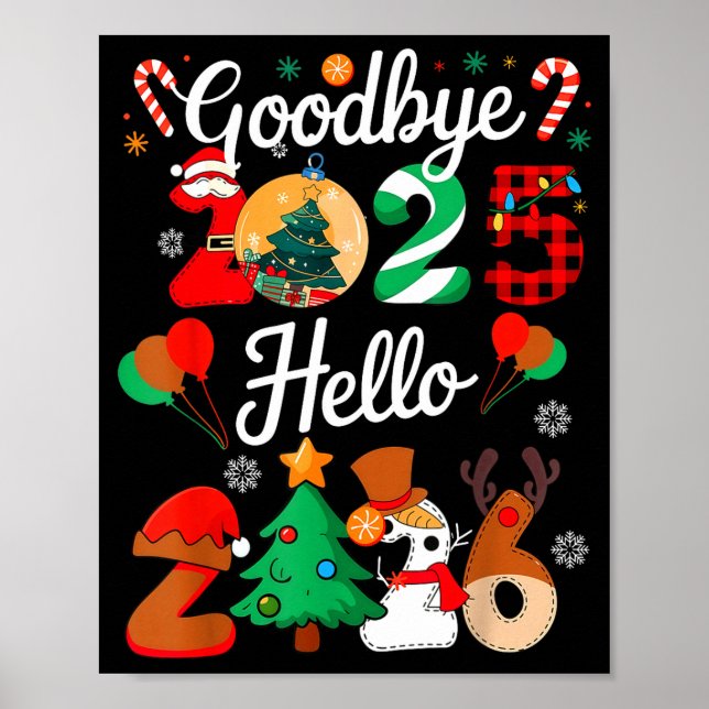 Womens Goodbye 2025 Hello 2026 Christmas Matching  Poster (Framsidan)