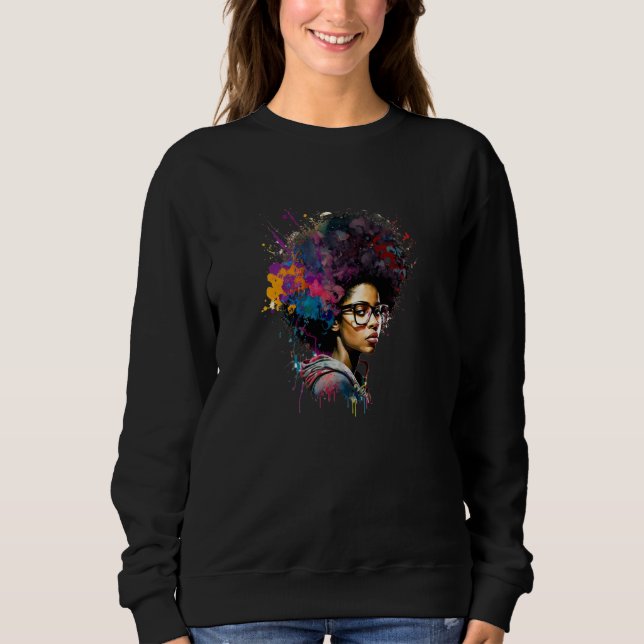 Womens Graffiti Afro Black Women African American  T Shirt (Framsida)