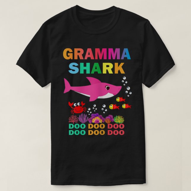 Womens Gramma Shark Shirt Matching Family Mother's T Shirt (Design framsida)