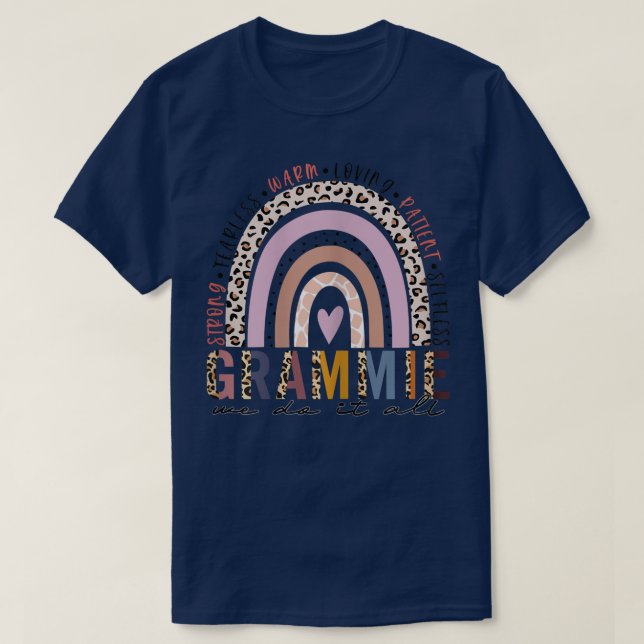 Womens Grammie Saying Leopard Rainbow, Blessed Gra T Shirt (Design framsida)