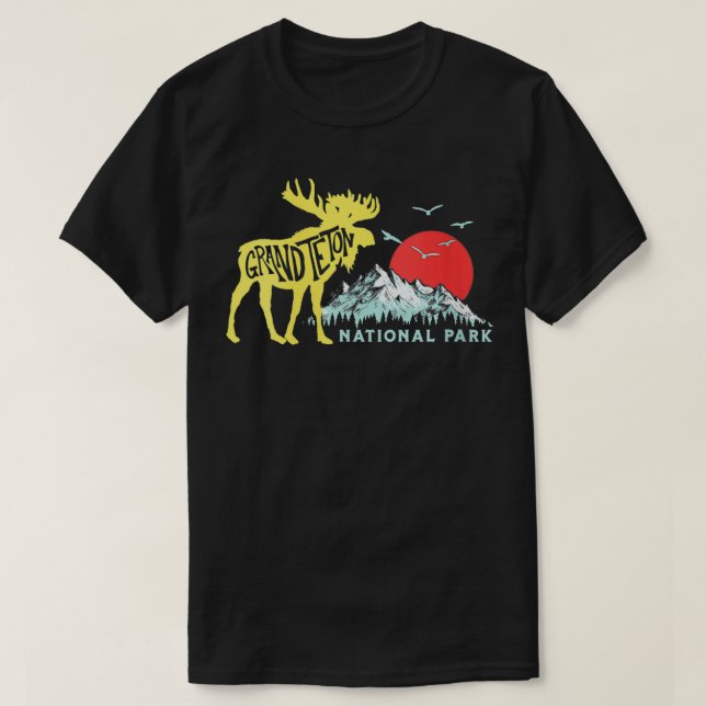 Womens Grand Teton National Park Moose Mountains T T Shirt (Design framsida)