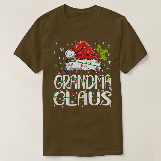 Womens Grandma Claus jul Ljus Pajama Fami T Shirt (Design framsida)