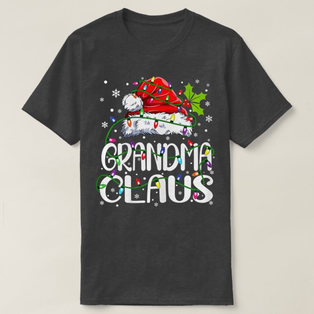 Womens Grandma Claus jul Ljus Pajama Fami T Shirt (Design framsida)