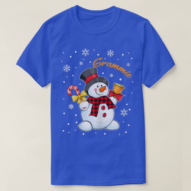 Womens Grandma Grammie Snowman Candy Cane Christma T Shirt (Design framsida)