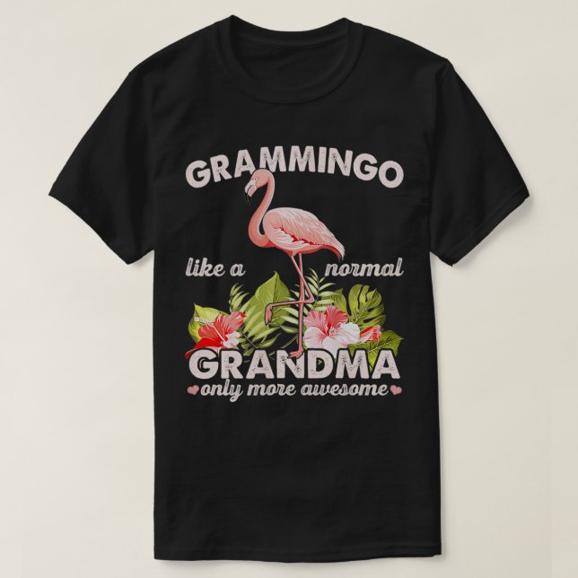 Womens Grandma Rosa Flamingo Mors dag Blommigt C T Shirt (Design framsida)