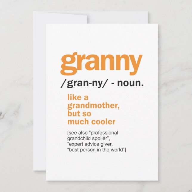 Womens Granny Definition Grandma Gift Inbjudningar (Framsida)