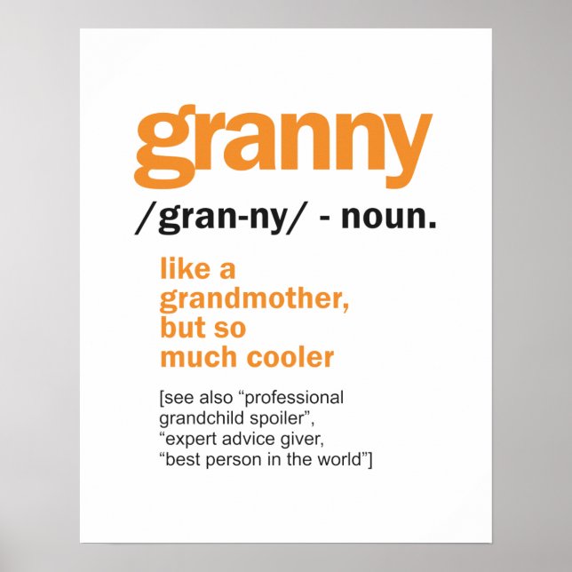 Womens Granny Definition Grandma Gift Poster (Framsidan)