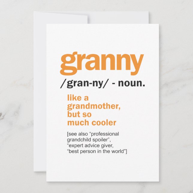 Womens Granny Definition Grandma Gift Tack Kort (Framsida)