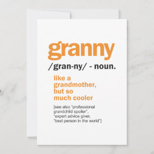 Womens Granny Definition Grandma Gift Tack Kort