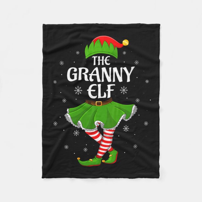 Womens Granny Elf Christmas Family Girls Women Elf Fleecefilt (Framsidan)
