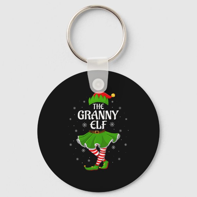 Womens Granny Elf Christmas Family Girls Women Elf Nyckelring (Framsida)