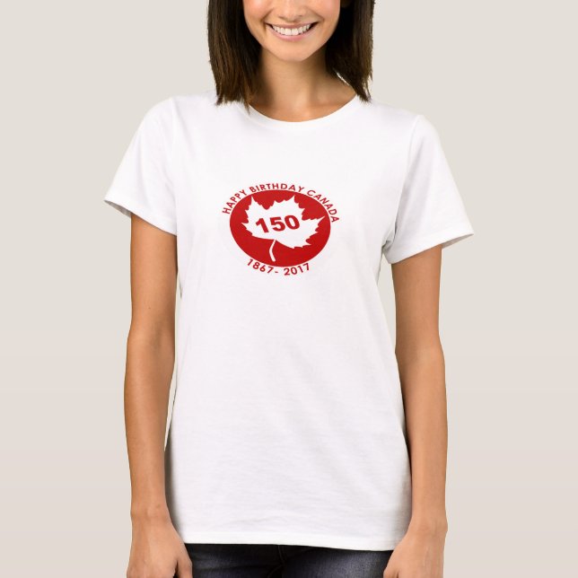 Womens Grattis på födelsedagen Canada Tshirt (vit  Tröja (Framsida)